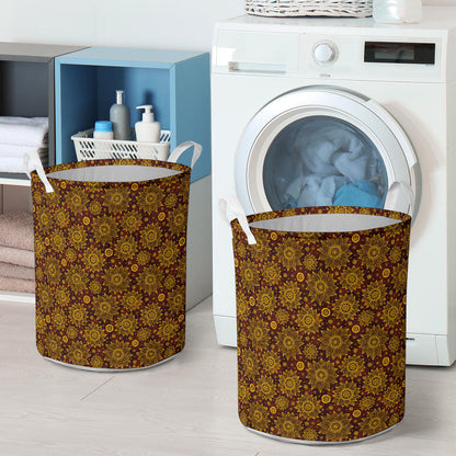 Gold Sunflower Hand Drawn Print Laundry Basket