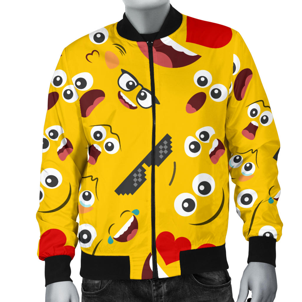 Emoji Face Print Pattern Men Bomber Jacket