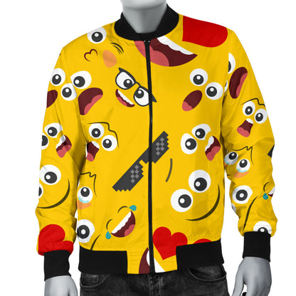 Emoji Face Print Pattern Men Bomber Jacket