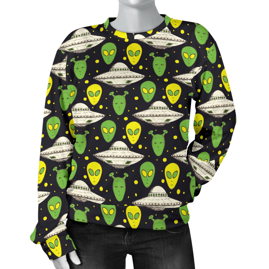 Alien UFO Pattern Women Long Sleeve Sweatshirt