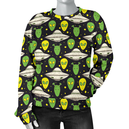 Alien UFO Pattern Women Long Sleeve Sweatshirt