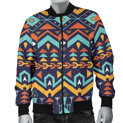 Aztec Style Print Pattern Men Bomber Jacket