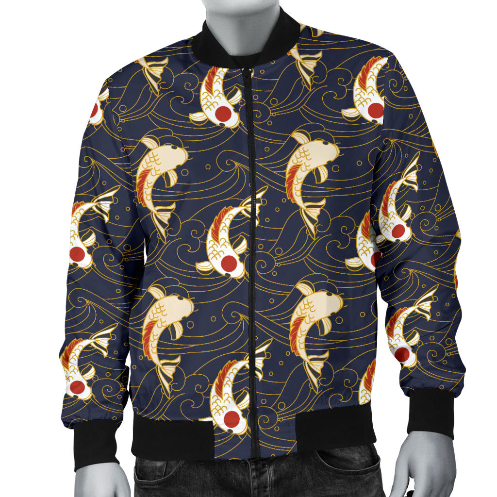 Koi Carp Japanese Design Themed Print Men Bomber Jacket