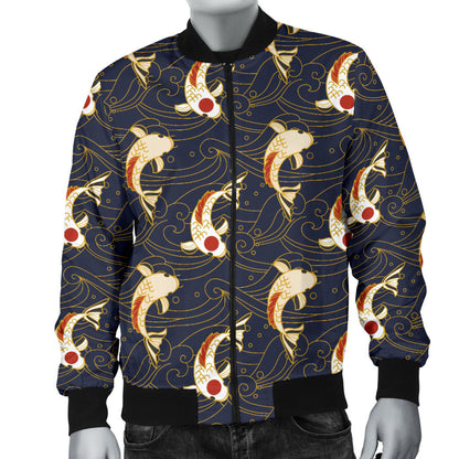 Koi Carp Japanese Design Themed Print Men Bomber Jacket