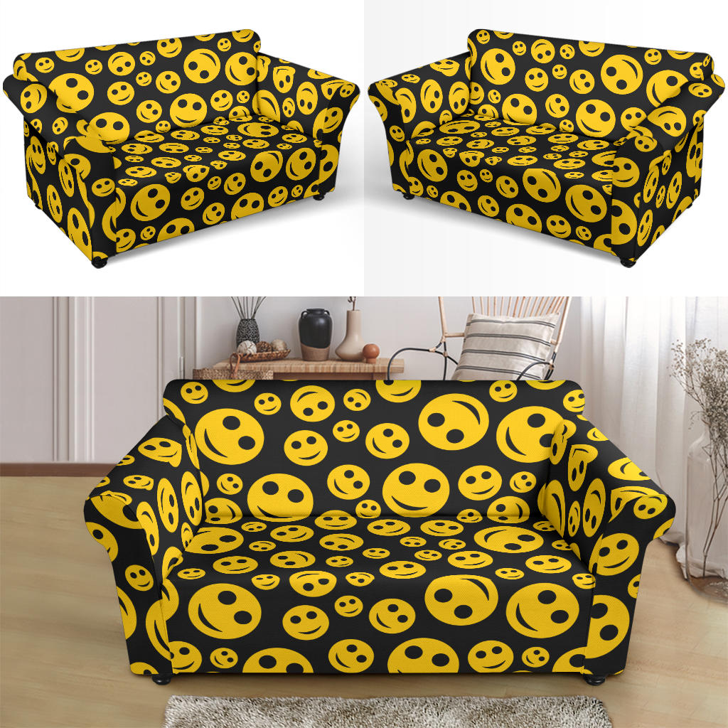 Smiley Face Emoji Print Design LKS304 Loveseat Couch Slipcover