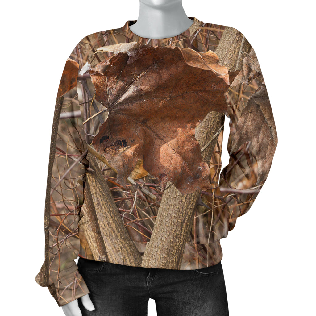 Camo Realistic Tree Forest Autumn Print Women Long Sleeve Sweatshirt