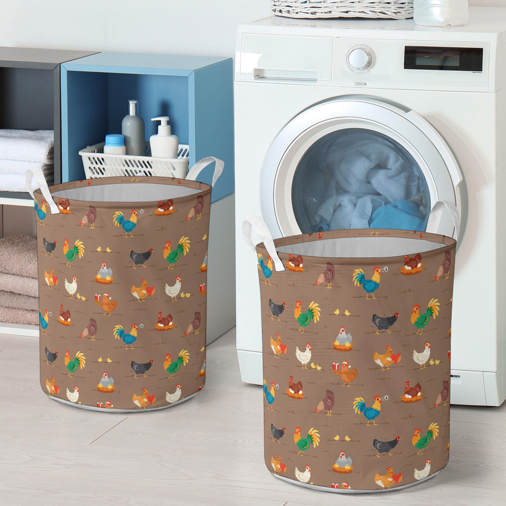 Chicken Happy Print Pattern Laundry Basket