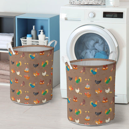 Chicken Happy Print Pattern Laundry Basket