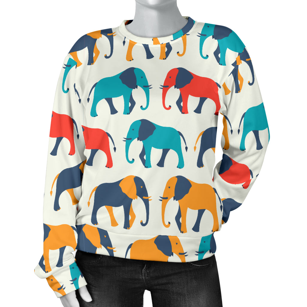 Elephant Colorful Print Pattern Women Long Sleeve Sweatshirt