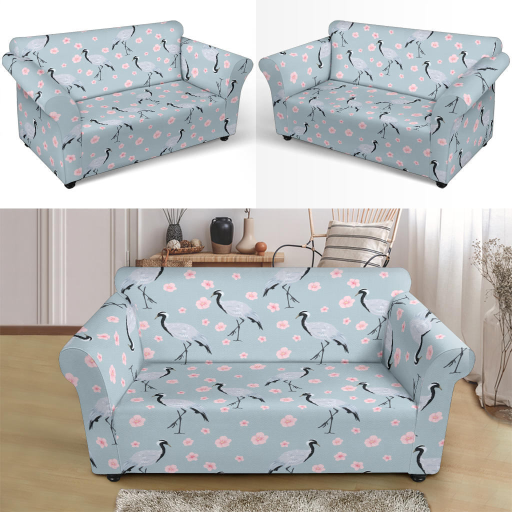 Sakura Bird Print Design LKS304 Loveseat Couch Slipcover