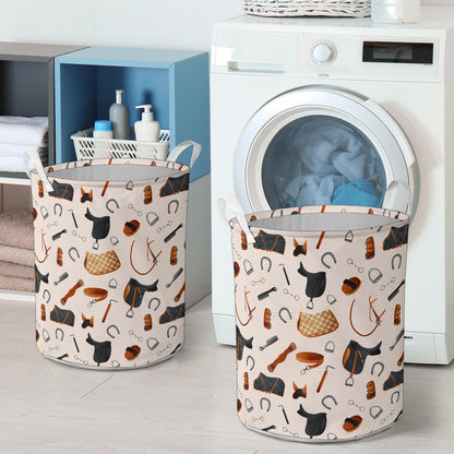 Equestrian Equipment Print Pattern Laundry Basket