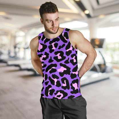 Cheetah Purple Neon Print Pattern Men Tank Top