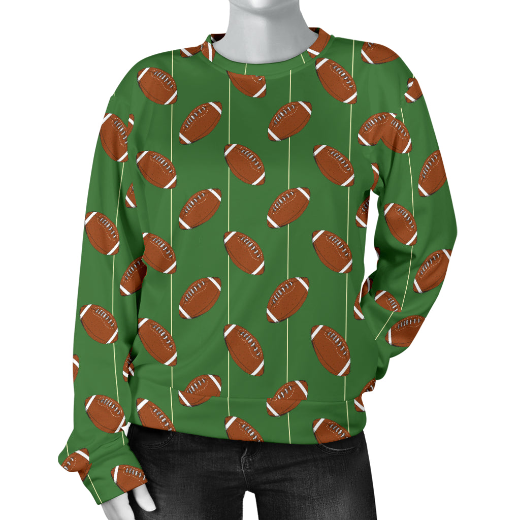 American Football on Field Themed Women Long Sleeve Sweatshirt