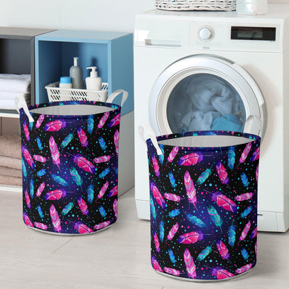 Feather Colorful Boho Design Print Laundry Basket