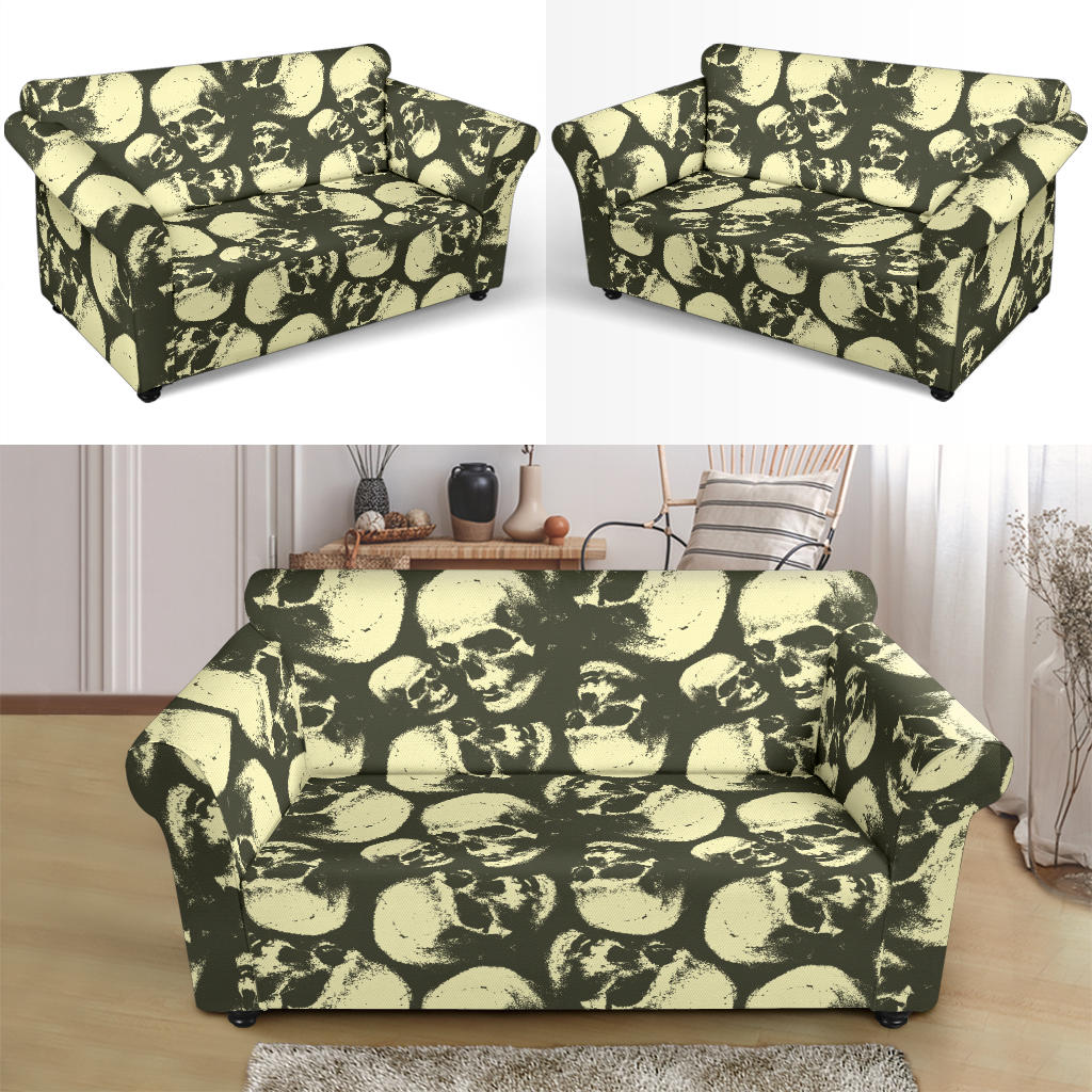 Skull Print Design LKS302 Loveseat Couch Slipcover