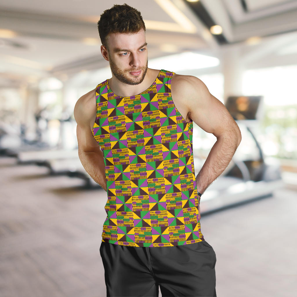 Kente Triangle Design African Print Men Tank Top
