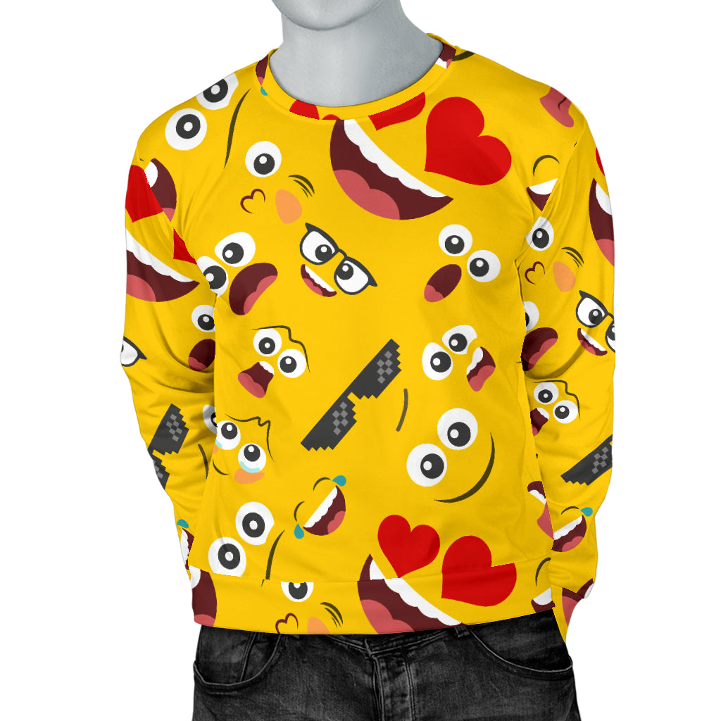 Emoji Face Print Pattern Men Long Sleeve Sweatshirt