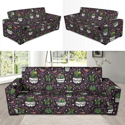 Cactus Pattern Print Design 03 Sofa Slipcover