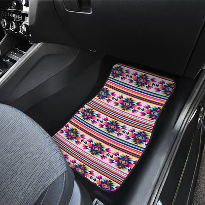Indian Navajo Neon Themed Design Print Car Floor Mats Front Back