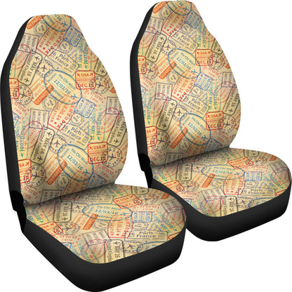 Travel Stamp Print Design LKS302 Car Seat Covers