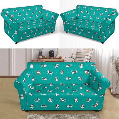 Siberian Huskies Print Design LKS303 Loveseat Couch Slipcover
