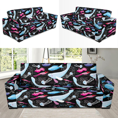 Manatee Pattern Print Design 02 Sofa Slipcover