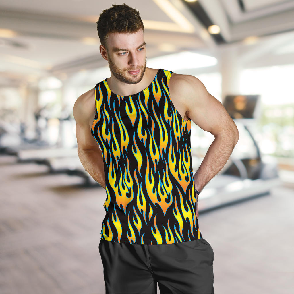 Flame Fire Yellow Pattern Men Tank Top