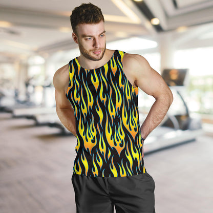 Flame Fire Yellow Pattern Men Tank Top