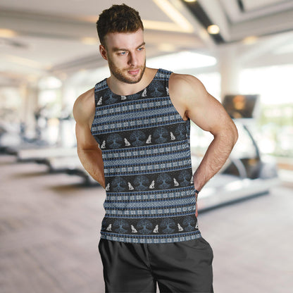 Wolf Tree of Life Knit Design Print Men Tank Top