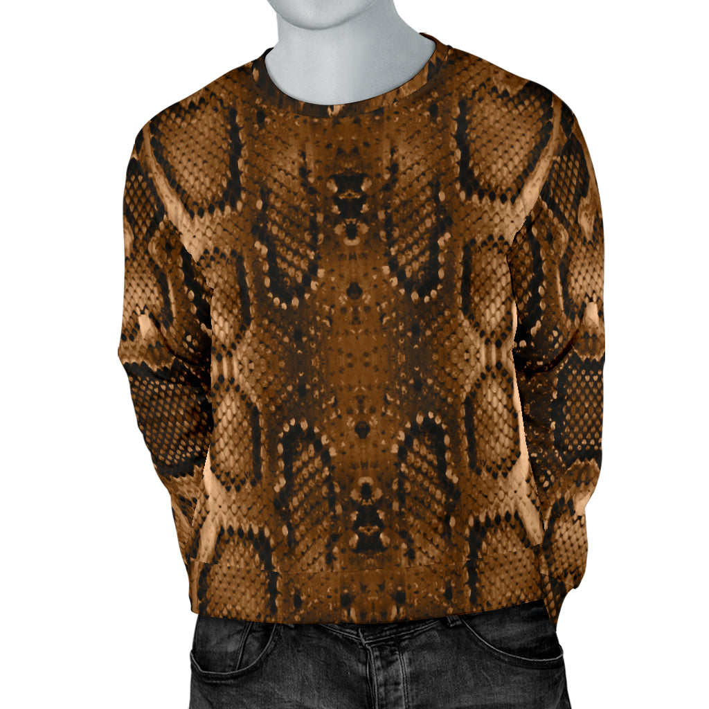 Snake Skin Brown Print Men Long Sleeve Sweatshirt
