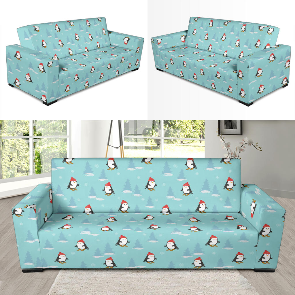 Ski Penguin Print Design LKS304 Sofa Slipcover