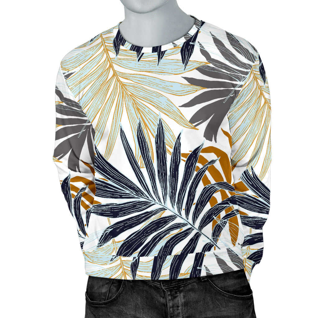 Colorful Tropical Palm Leaves Men Long Sleeve Sweatshirt