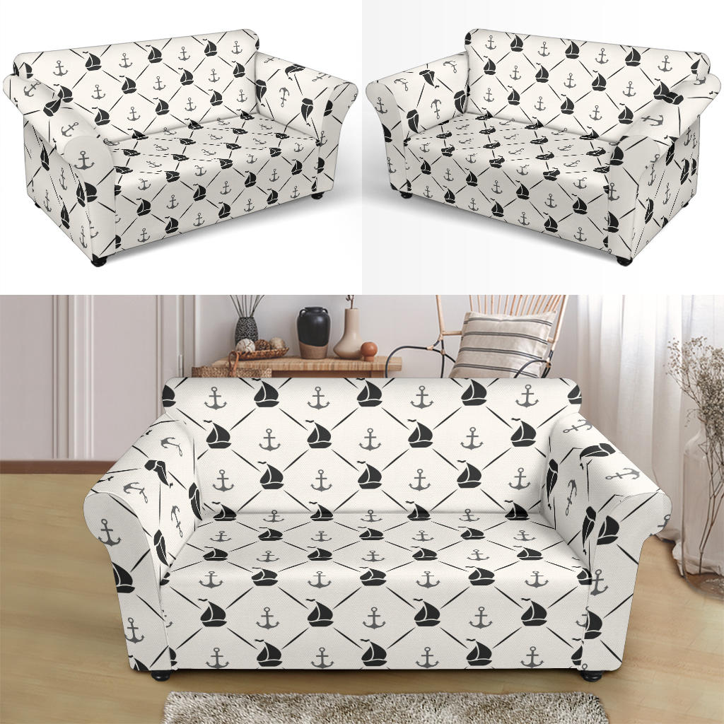 Sailboat Print Design LKS302 Loveseat Couch Slipcover