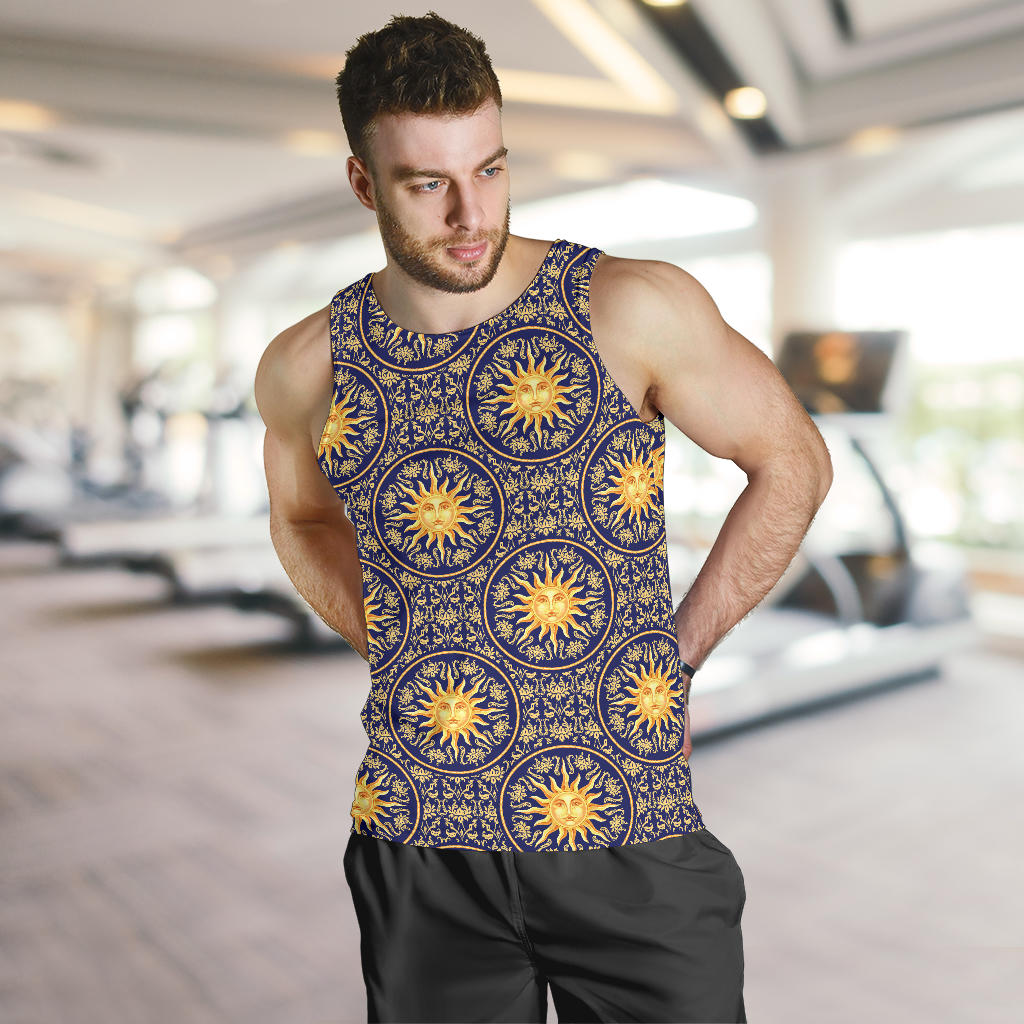 Celestial Gold Sun Face Men Tank Top