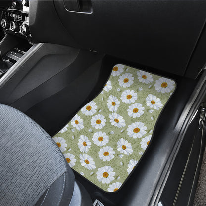 Daisy Yellow Print Pattern Car Floor Mats Front Back