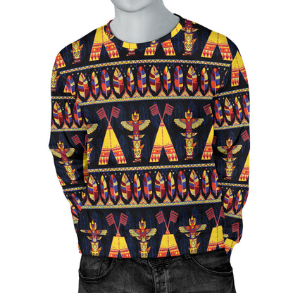 Totem Pole Design Men Long Sleeve Sweatshirt