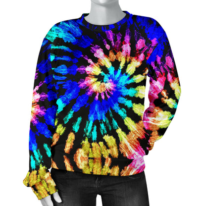 Tie Dye Rainbow Design Print Women Long Sleeve Sweatshirt