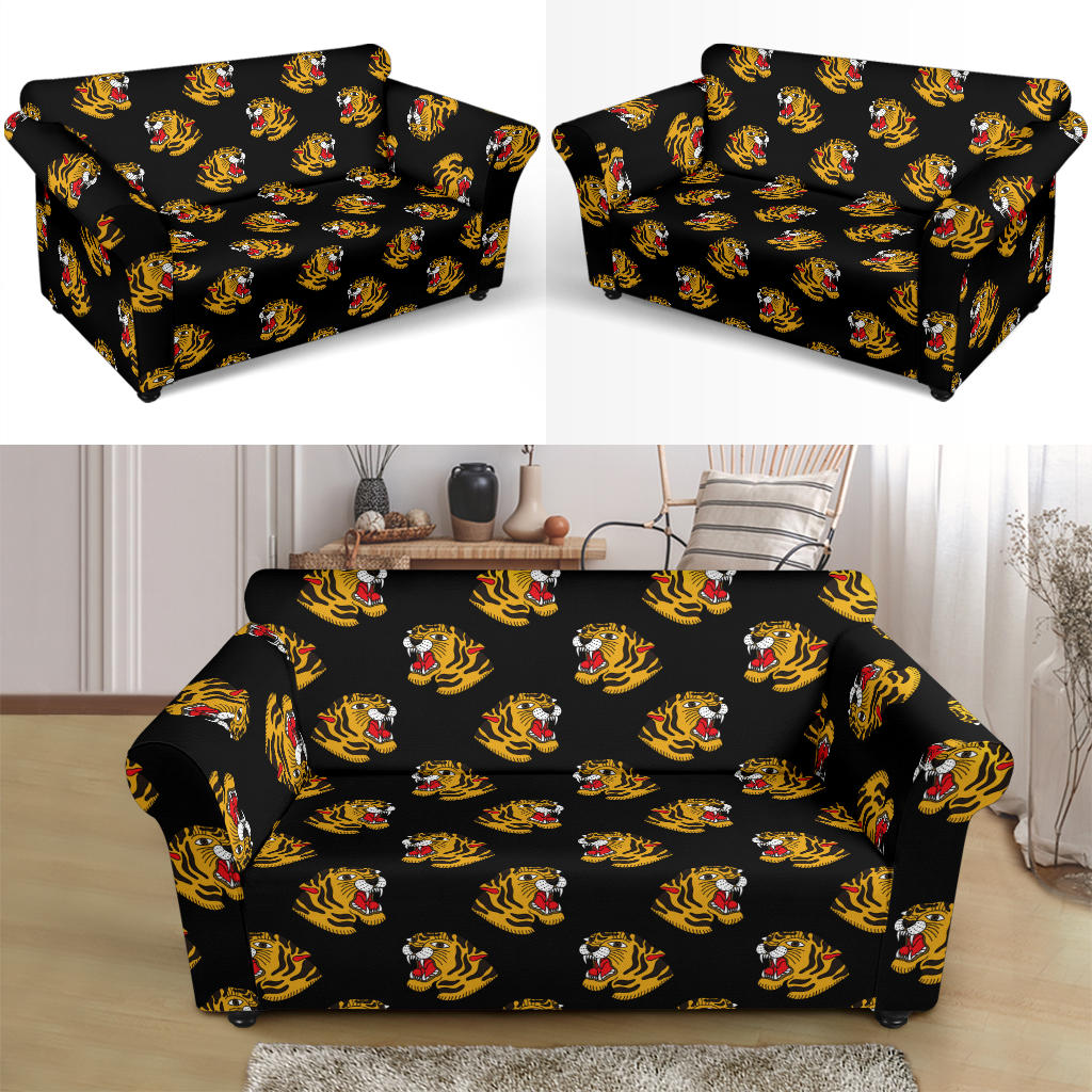 Tiger Head Print Design LKS306 Loveseat Couch Slipcover