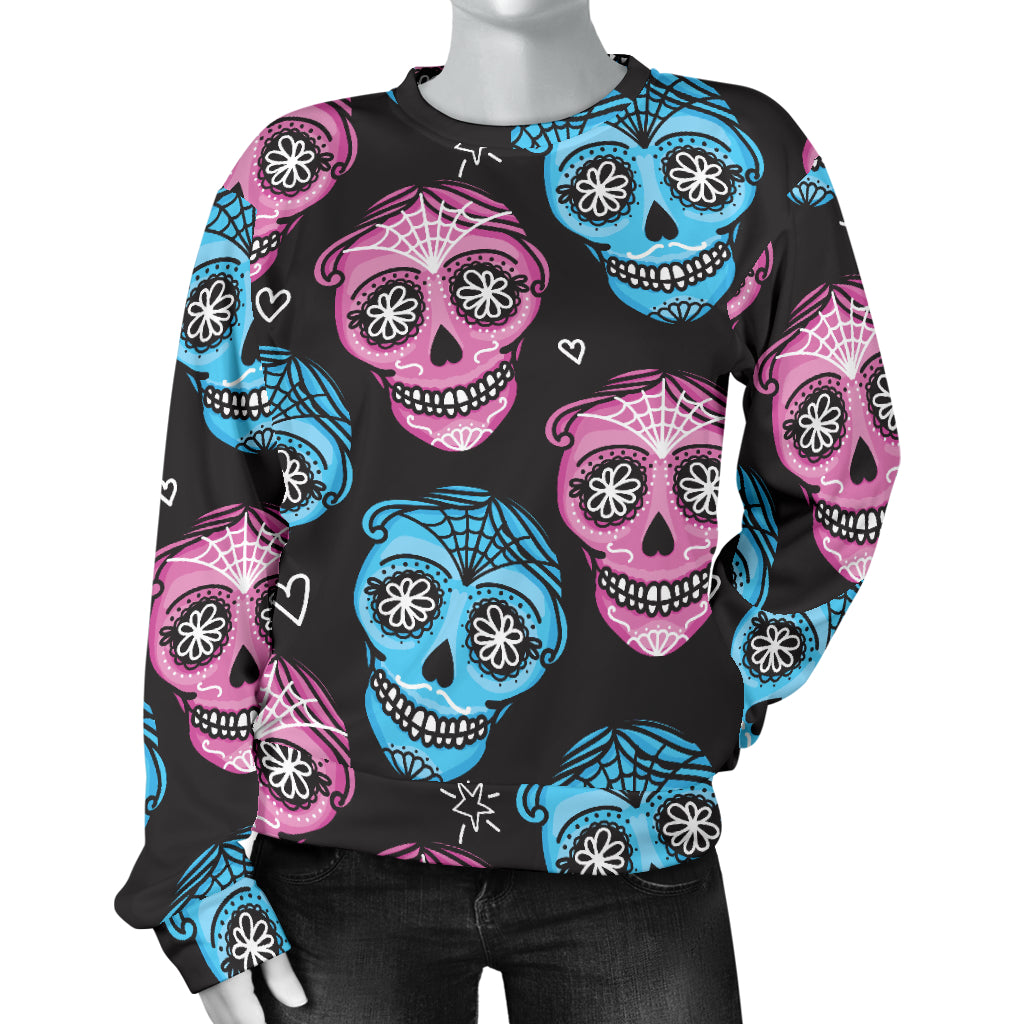 Day of the Dead Skull Print Pattern Women Long Sleeve Sweatshirt