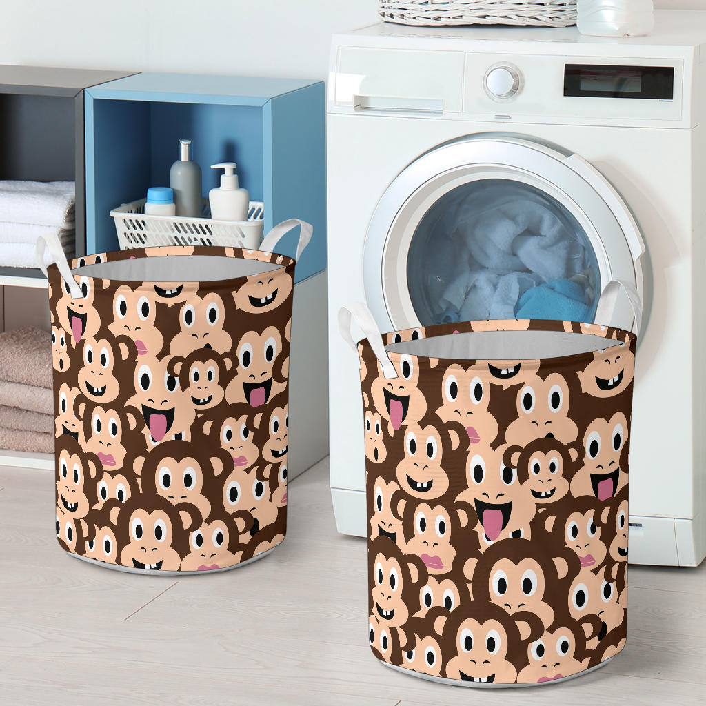Emoji Monkey Print Pattern Laundry Basket