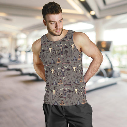 Native Indian life Design Print Men Tank Top