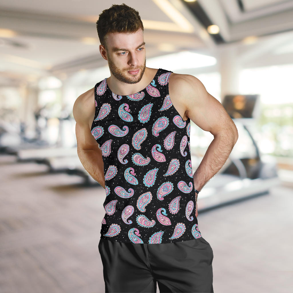 Paisley Pink Design Mandala Print Men Tank Top