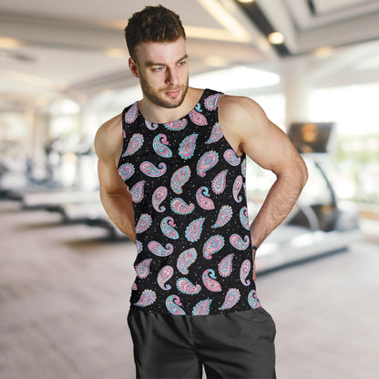 Paisley Pink Design Mandala Print Men Tank Top