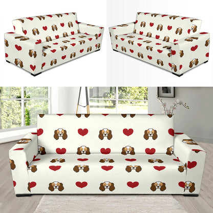 Cavalier King Charles Spaniels Pattern Print Design 01 Sofa Slipcover