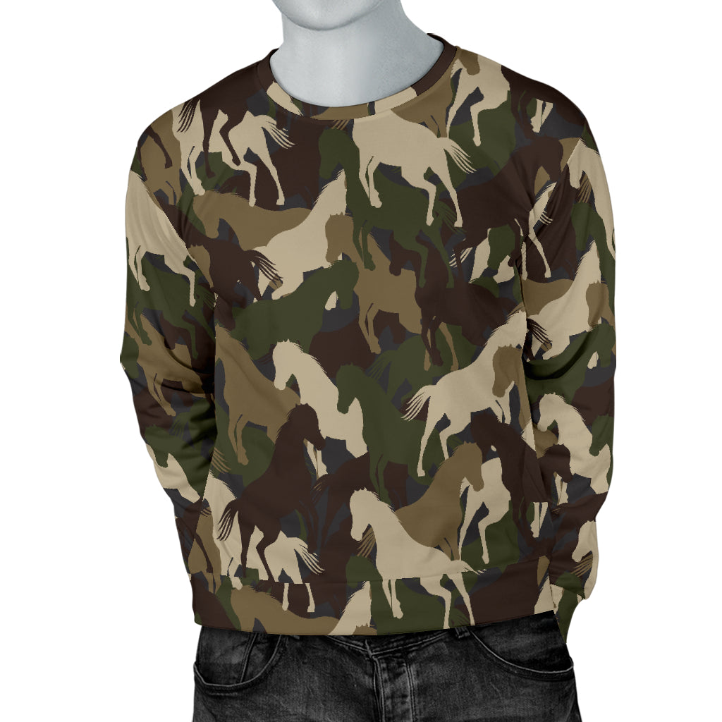 Horse Camo Themed Design Print Men Long Sleeve Sweatshirt