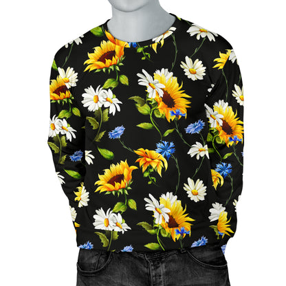 Sunflower Chamomile Bright Color Print  Men Long Sleeve Sweatshirt