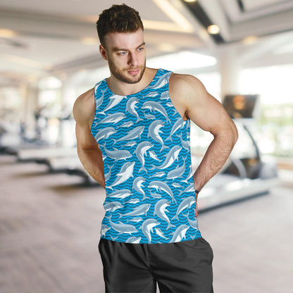 Dolphin Cute Print Pattern Men Tank Top