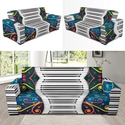 Piano Pattern Print Design 01 Sofa Slipcover