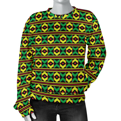 African Geometric Print Pattern Women Long Sleeve Sweatshirt