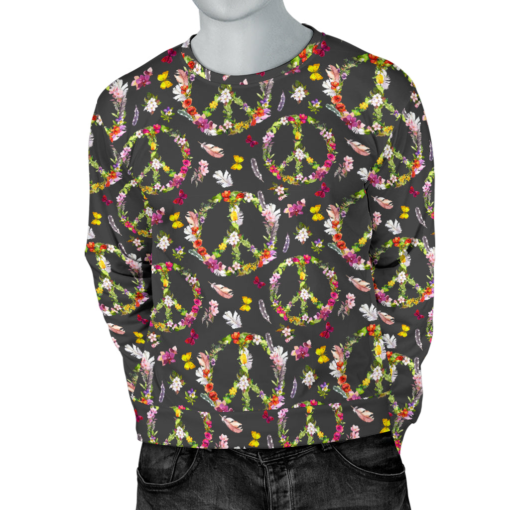 Peace Sign flowers Design Print Men Long Sleeve Sweatshirt